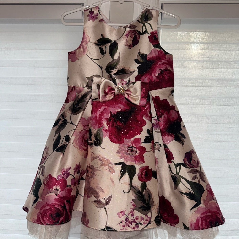 Rare Editions Pink and Cream Floral Dress